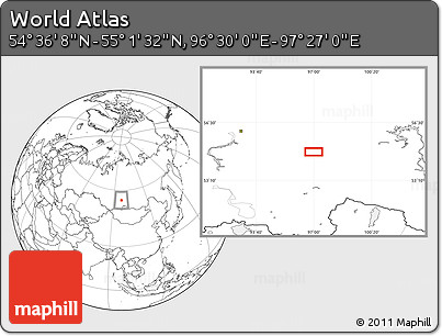 Blank Location Map of the Area around 54° 48' 50" N, 96° 58' 29" E