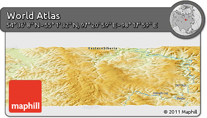 Physical Panoramic Map of the Area around 54° 48' 50" N, 97° 49' 29" E