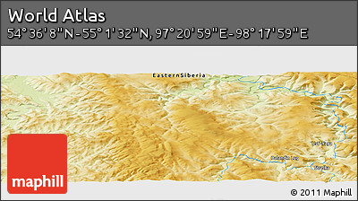 Physical Panoramic Map of the Area around 54° 48' 50" N, 97° 49' 29" E
