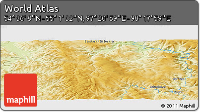 Physical Panoramic Map of the Area around 54° 48' 50" N, 97° 49' 29" E