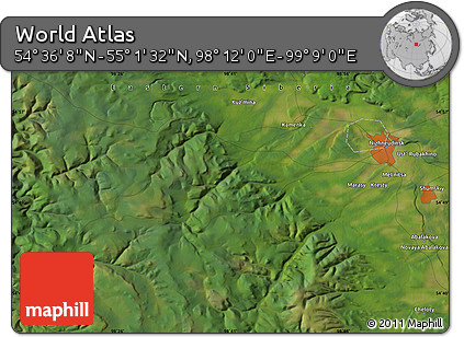 Satellite Map of the Area around 54° 48' 50" N, 98° 40' 30" E