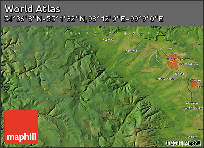 Satellite Map of the Area around 54° 48' 50" N, 98° 40' 30" E