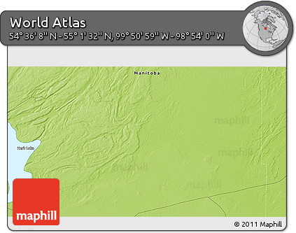 Physical 3D Map of the Area around 54° 48' 50" N, 99° 22' 30" W