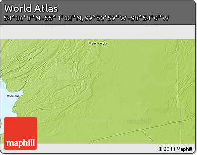 Physical 3D Map of the Area around 54° 48' 50" N, 99° 22' 30" W