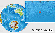Physical Location Map of the area around 54° 10' 47" S, 113° 58' 29" E