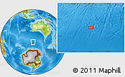 Physical Location Map of the area around 54° 10' 47" S, 116° 31' 30" E