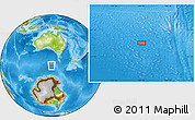 Physical Location Map of the area around 54° 10' 47" S, 135° 13' 29" E
