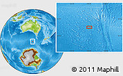 Physical Location Map of the area around 54° 10' 47" S, 136° 55' 30" E
