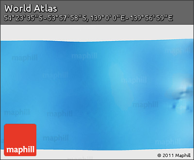 Physical 3D Map of the Area around 54° 10' 47" S, 139° 28' 29" E