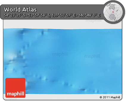 Physical 3D Map of the Area around 54° 10' 47" S, 140° 19' 29" E