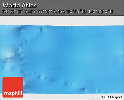 Physical 3D Map of the Area around 54° 10' 47" S, 140° 19' 29" E
