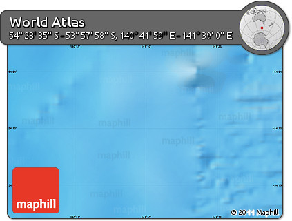 Shaded Relief Map of the Area around 54° 10' 47" S, 141° 10' 30" E