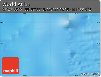 Shaded Relief Map of the Area around 54° 10' 47" S, 141° 10' 30" E