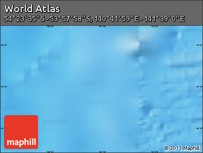 Shaded Relief Map of the Area around 54° 10' 47" S, 141° 10' 30" E