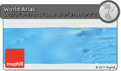 Physical Panoramic Map of the Area around 54° 10' 47" S, 141° 10' 30" E
