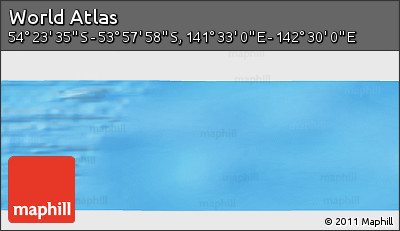 Physical Panoramic Map of the Area around 54° 10' 47" S, 142° 1' 30" E