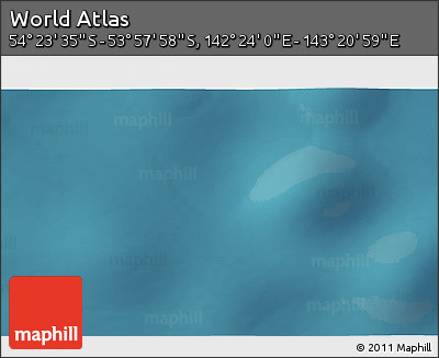 Satellite 3D Map of the Area around 54° 10' 47" S, 142° 52' 30" E