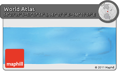 Physical Panoramic Map of the Area around 54° 10' 47" S, 143° 43' 29" E