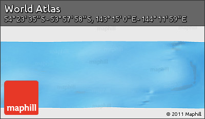 Physical Panoramic Map of the Area around 54° 10' 47" S, 143° 43' 29" E