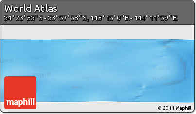 Physical Panoramic Map of the Area around 54° 10' 47" S, 143° 43' 29" E