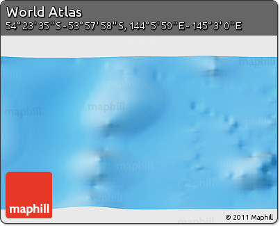 Physical 3D Map of the Area around 54° 10' 47" S, 144° 34' 29" E