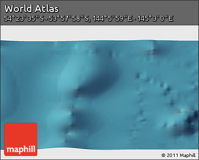 Satellite 3D Map of the Area around 54° 10' 47" S, 144° 34' 29" E