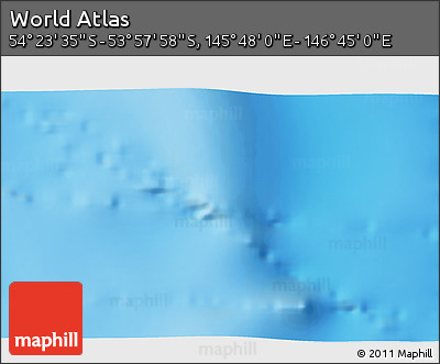 Physical 3D Map of the Area around 54° 10' 47" S, 146° 16' 30" E