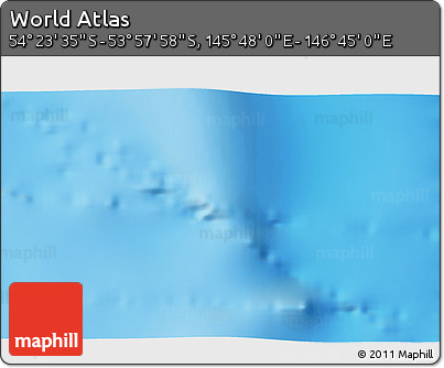 Physical 3D Map of the Area around 54° 10' 47" S, 146° 16' 30" E