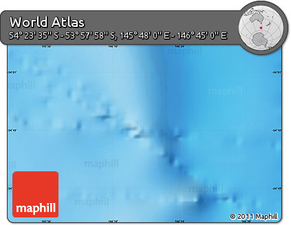 Physical Map of the Area around 54° 10' 47" S, 146° 16' 30" E