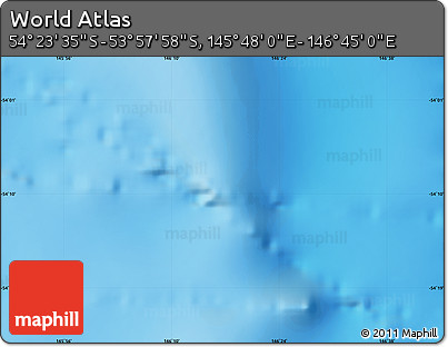 Physical Map of the Area around 54° 10' 47" S, 146° 16' 30" E