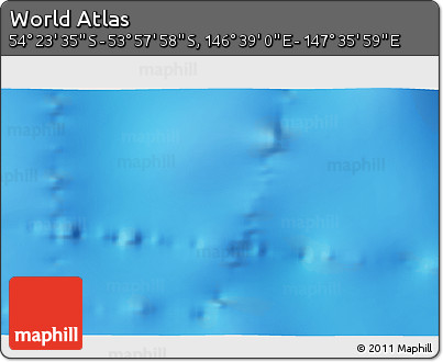 Shaded Relief 3D Map of the Area around 54° 10' 47" S, 147° 7' 30" E