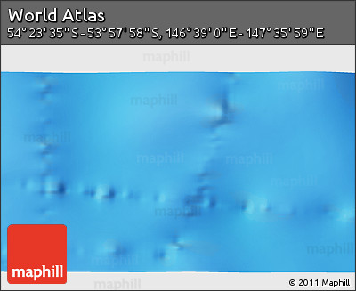 Shaded Relief 3D Map of the Area around 54° 10' 47" S, 147° 7' 30" E