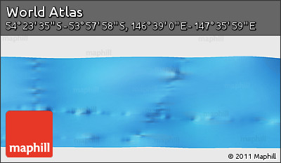 Physical Panoramic Map of the Area around 54° 10' 47" S, 147° 7' 30" E