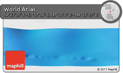 Physical Panoramic Map of the Area around 54° 10' 47" S, 147° 58' 29" E