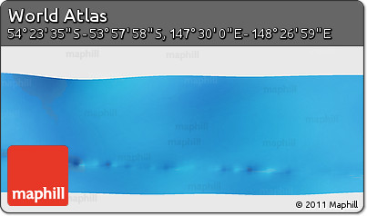 Physical Panoramic Map of the Area around 54° 10' 47" S, 147° 58' 29" E