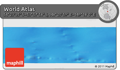 Physical Panoramic Map of the Area around 54° 10' 47" S, 148° 49' 29" E
