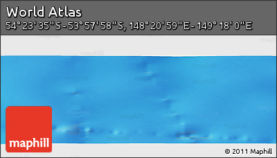 Physical Panoramic Map of the Area around 54° 10' 47" S, 148° 49' 29" E
