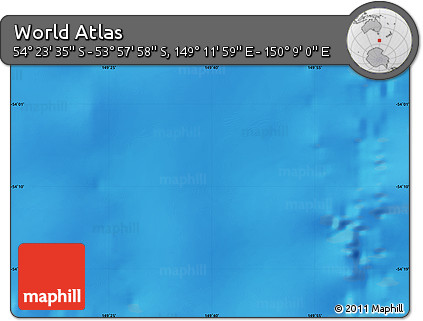 Physical Map of the Area around 54° 10' 47" S, 149° 40' 30" E