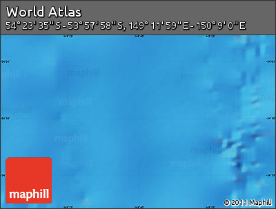 Physical Map of the Area around 54° 10' 47" S, 149° 40' 30" E