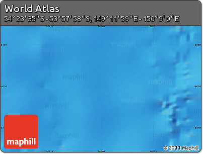 Physical Map of the Area around 54° 10' 47" S, 149° 40' 30" E