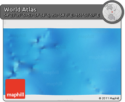 Physical 3D Map of the Area around 54° 10' 47" S, 151° 22' 30" E