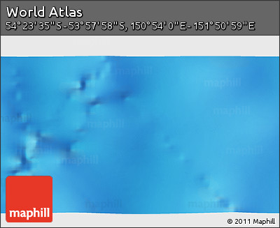 Physical 3D Map of the Area around 54° 10' 47" S, 151° 22' 30" E