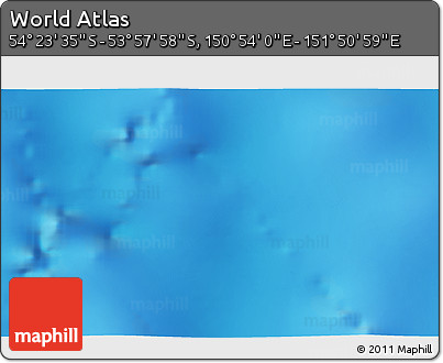 Physical 3D Map of the Area around 54° 10' 47" S, 151° 22' 30" E