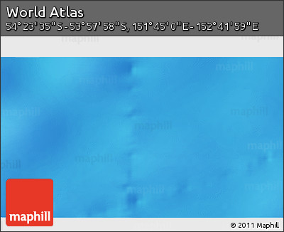 Physical 3D Map of the Area around 54° 10' 47" S, 152° 13' 29" E