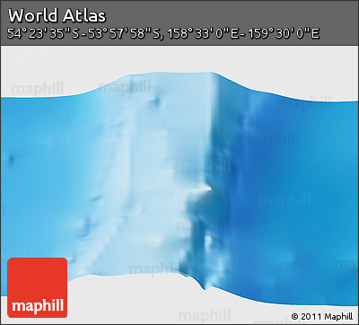 Physical 3D Map of the Area around 54° 10' 47" S, 159° 1' 30" E