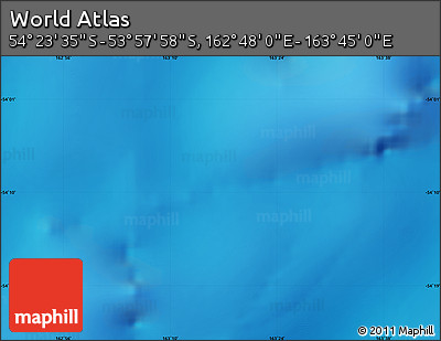 Physical Map of the Area around 54° 10' 47" S, 163° 16' 30" E