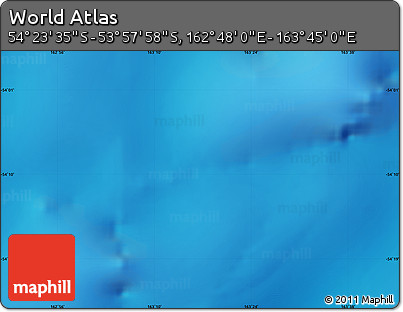 Physical Map of the Area around 54° 10' 47" S, 163° 16' 30" E