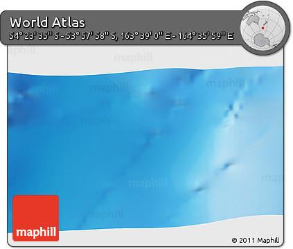 Shaded Relief 3D Map of the Area around 54° 10' 47" S, 164° 7' 30" E