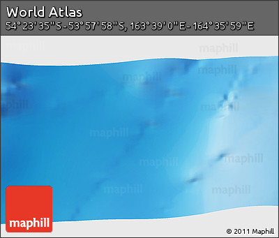 Shaded Relief 3D Map of the Area around 54° 10' 47" S, 164° 7' 30" E