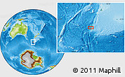 Physical Location Map of the area around 54° 10' 47" S, 164° 7' 30" E